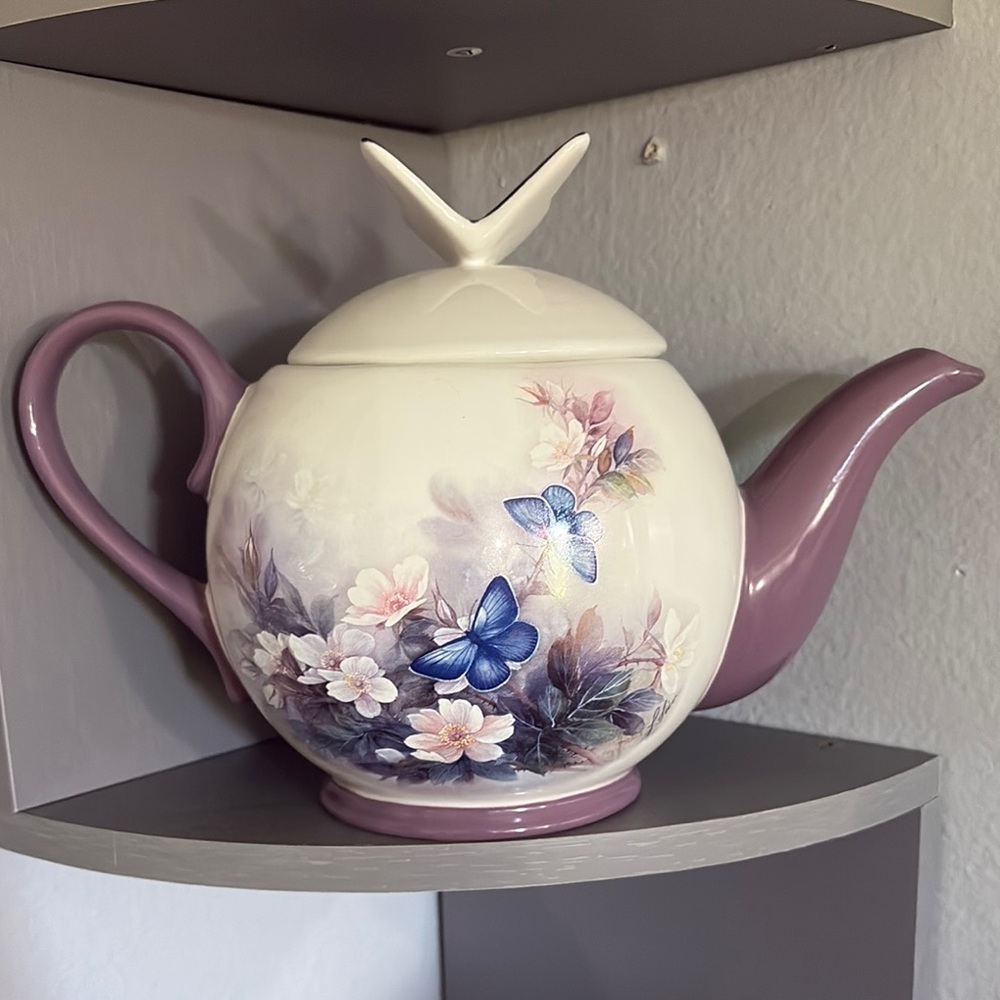 Purple and Blue Ceramic Teapot Art - Picture 2 of 8